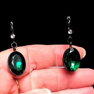 Vera Wang Green Faux Colored Emerald Crystal Earrings